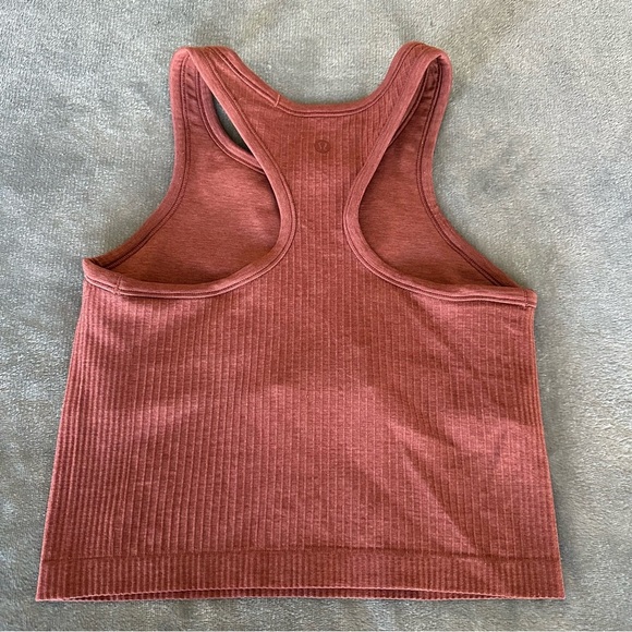 Lululemon Ebb to Street Ribbed Cropped Racerback Tank Top Smoky Red Size 6 - Picture 10 of 12